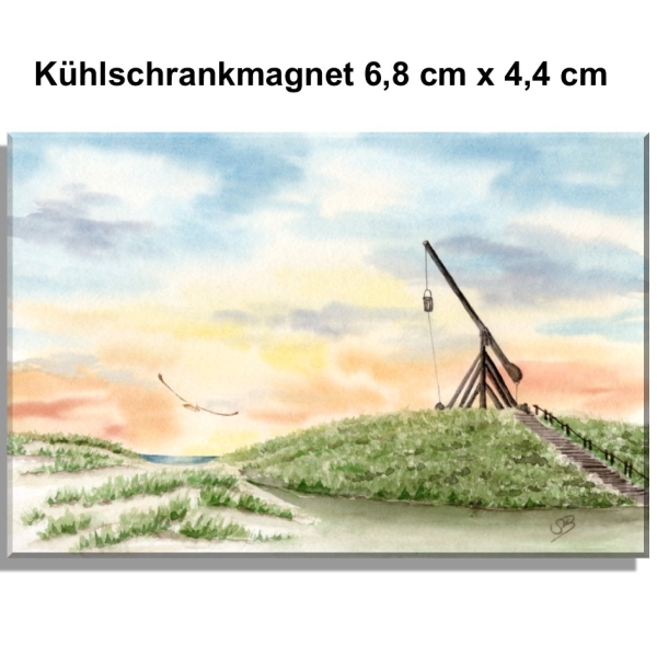 Kühlschrankmagnet  Aquarell Aquarell Maritim Kunst Druck Kunstdruck Nordsee Dänemark Danmark Leuchtturm Skagen Sunset DK66