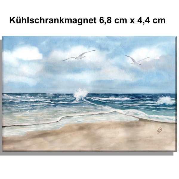 Kühlschrankmagnet  Aquarell Aquarell Maritim Kunst Druck Kunstdruck Nordsee Dänemark Danmark Skagen Grenen