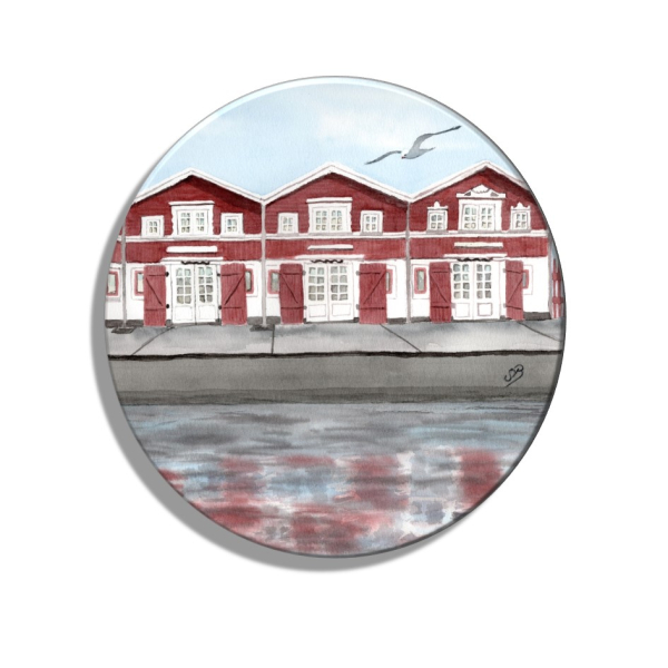 Fridge magnet with bottle opener  Watercolor Maritime Art Print Art Print North Sea Denmark Danmark Skagen Harbor houses