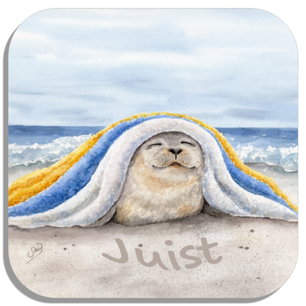 Untersetzer Glasuntersetzer 9,5 x 9,5 cm  - Seehund Decke  - DK83-Juist