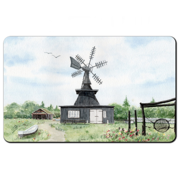 Breakfast Board  watercolor maritime art print art print North Sea Denmark Danmark Nymindegab Mill - DK85