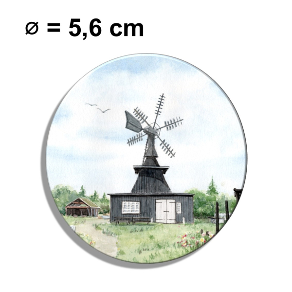 Fridge magnet with bottle opener watercolor maritime art print art print  Denmark Danmark - Nymindegab Mill - DK85