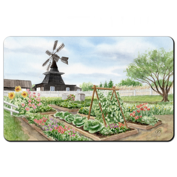 Frühstücksbrettchen Brettchen Aquarell Maritim Kunst Druck Kunstdruck Nordsee Dänemark Danmark Nymindegab Mühle - DK85