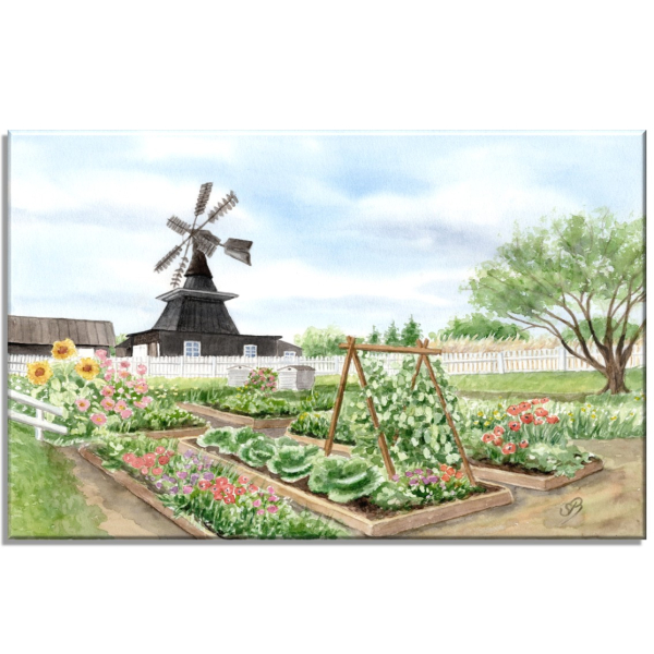 Leinwand 30 x 20 cm Keilrahmen Canvas-Leinen Aquarell Maritim Kunst Druck Kunstdruck  Dänemark Danmark  - Nymindegab Mühle - DK85