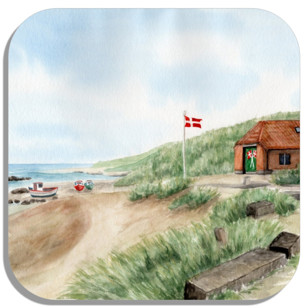 Untersetzer Glasuntersetzer 9,5 x 9,5 cm  - Rettungshaus am Strand Lønstrup - DK92