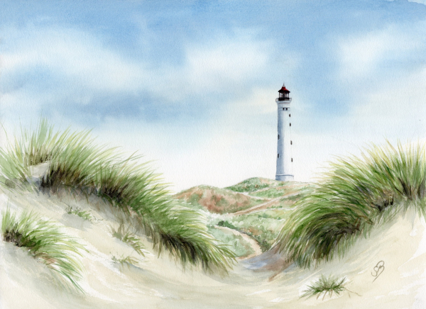 Poster DIN-A4 Lyngvig lighthouse in the dune - DK93