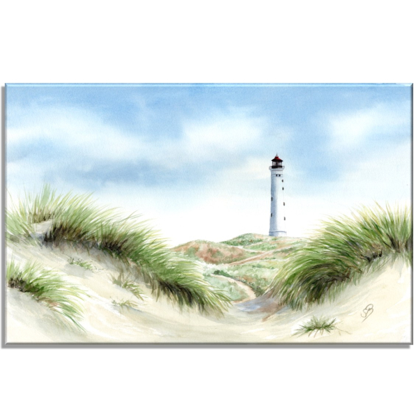 Stretcher frame canvas 40 x 30 cm linen Lyngvig lighthouse in the dune - DK93