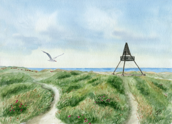 Foil magnet watercolor maritime art print art print North Sea Denmark Danmark Skagen Bake - DK95