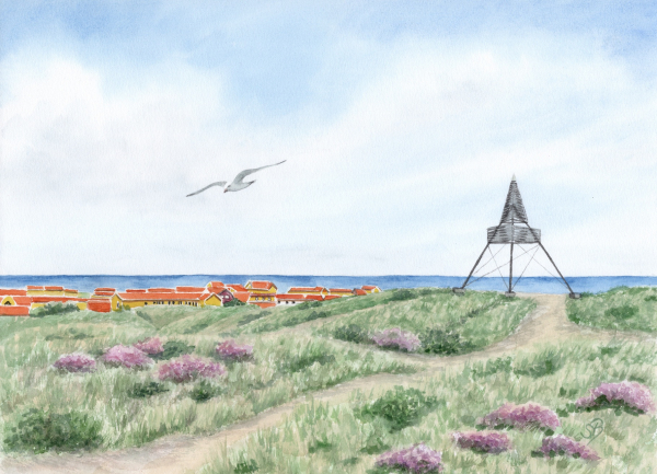 Postcard DIN-A6 Watercolor Maritime Art Print Art Print North Sea Denmark Danmark Skagen Bake - DK95