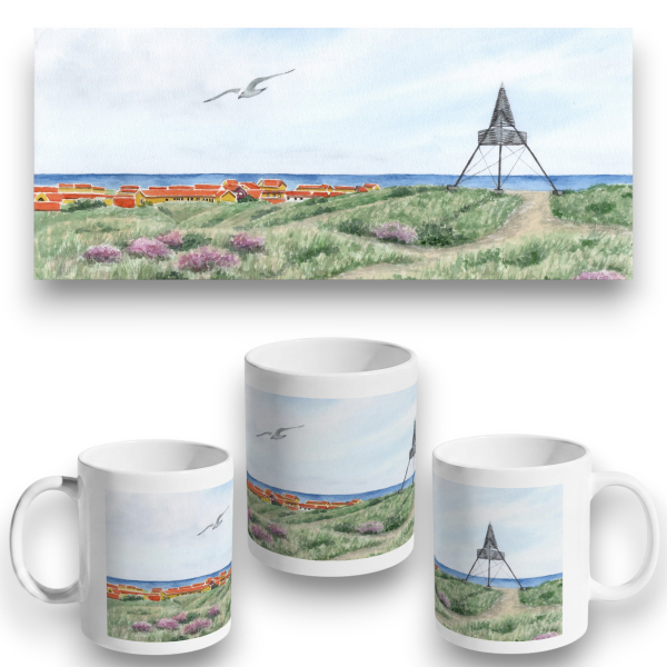 Cup Coffee Cup Mug  Watercolor Maritime Art Print Art Print North Sea Denmark Danmark Skagen Bake - DK95