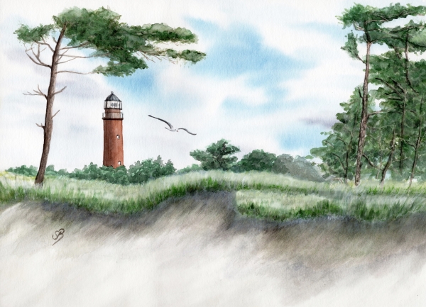 Foil magnet Watercolor Maritime Art Print Baltic Sea Schlei lighthouse Maasholm KappelnFoil magnet Watercolor Maritime Art Print Baltic Sea lighthouse Darßer Ort Darß Zingst Beach Ocean Dunes