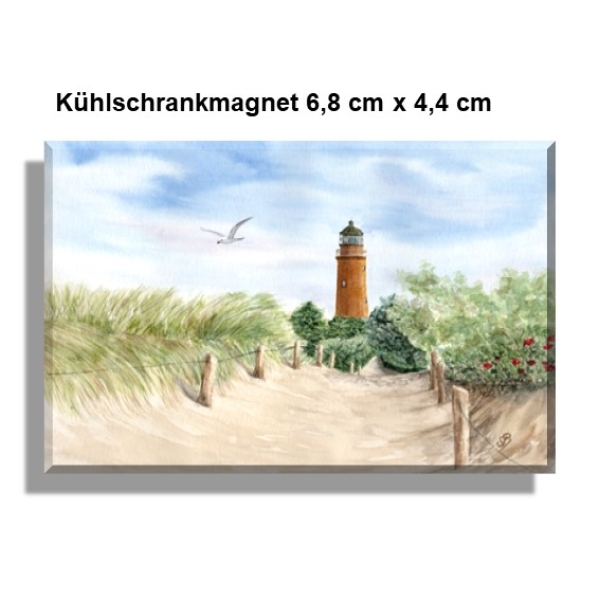 Kühlschrankmagnet Folienmagnet Aquarell Maritim Kunst Druck Kunstdruck Ostsee Leuchtturm Darßer Ort Darß Zingst Strand Meer