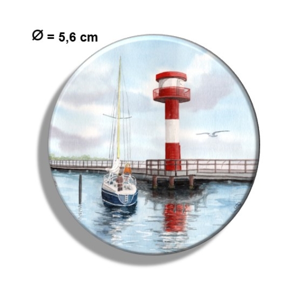 Kühlschrankmagnet m. Flaschenöffner Aquarell Maritim Kunst Druck Kunstdruck Ostsee Leuchtturm Maasholm Schleimünde Schlei Kappeln
