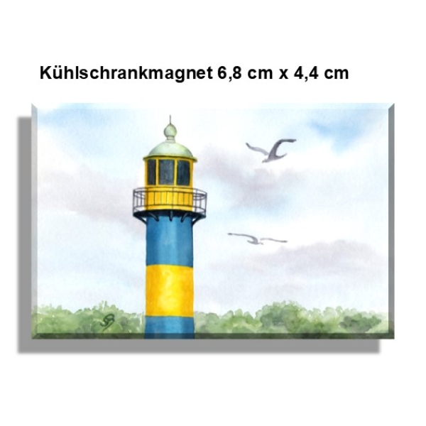 Kühlschrankmagnet  Aquarell Maritim Kunst Druck Kunstdruck Ostsee - - Alter Leuchtturm Eckernförde - EKF2 Schleimünde Schlei Kappeln