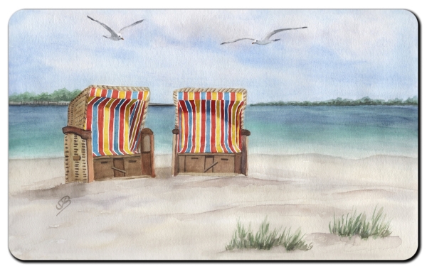 Frühstücksbrettchen Brettchen - Eckernförde Strand bunte Strandkörbe - EKF4