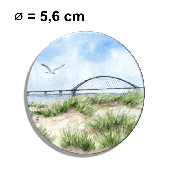 Kühlschrankmagnet m. Flaschenöffner  Aquarell Maritim Kunst Druck Kunstdruck Ostsee Fehmarn - Fahmarnsundbrücke  - FEH2