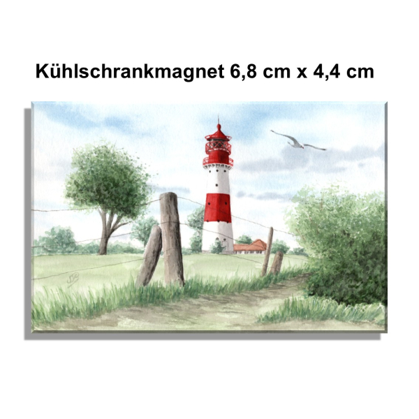Kühlschrankmagnet  Aquarell Maritim Kunst Druck Kunstdruck Ostsee Leuchtturm Falshöft  Schleimünde Schlei Kappeln