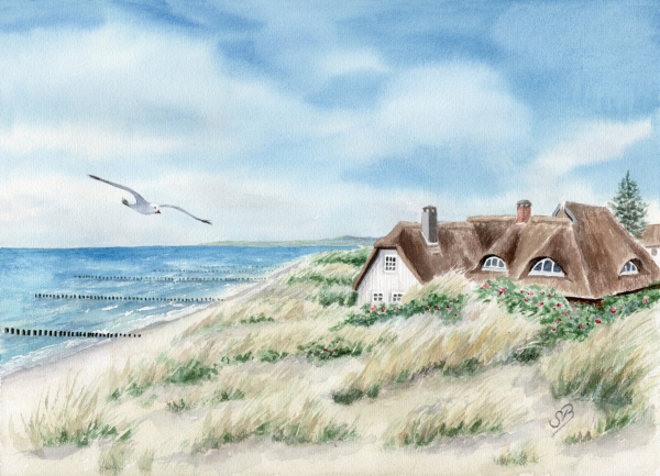 Postcard DIN-A6  - House in the Dunes – Fi1