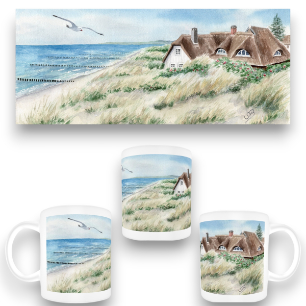 Cup Coffee Cup Mug  -  Watercolor Maritime Art Print – Baltic Sea, Beach, Fischland, Ahrenshoop, Darß, Zingst, Prerow