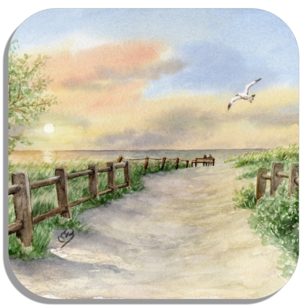 Untersetzer Glasuntersetzer 9,5 x 9,5 cm - Strandzugang Dierhagen - Fi2