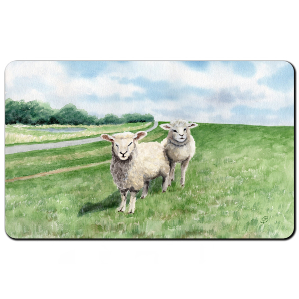 Breakfast board  Watercolor Maritime Art Print North Sea Baltic Sea Sheep Sheeps