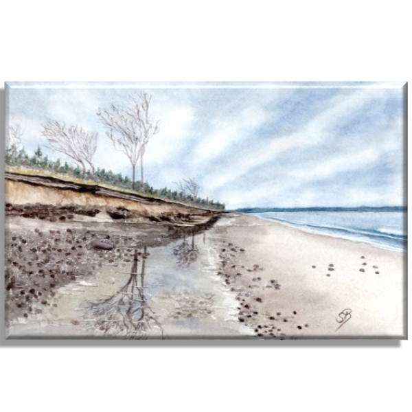 Leinwand 30 x 20 cm Keilrahmen Canvas-Leinen  Aquarell Maritim Kunst Druck Kunstdruck Ostsee  Strand Meer Dünen Ostseestrand