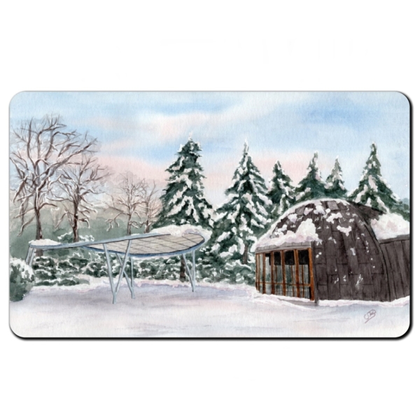 Frühstücksbrettchen Brettchen Aquarell Maritim Kunst Druck Kunstdruck Konzertpavillon in Graal-Müritz im Winter - GM12