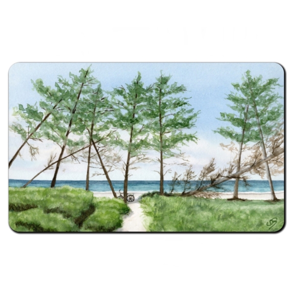 Frühstücksbrettchen Brettchen Strandweg  Aquarell Maritim Kunst Druck Kunstdruck Dänemark Nordsee Ostsee Dünen Meer Strand
