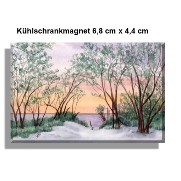 Kühlschrankmagnet Strandweg  Aquarell Maritim Kunst Druck Kunstdruck Dänemark Nordsee Ostsee Dünen Meer Strand Sylt