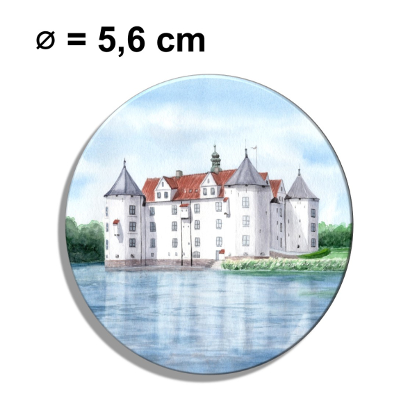Kühlschrankmagnet m. Flaschenöffner Aquarell Maritim Kunst Druck Kunstdruck Ostsee -- SchLoss Glücksburg Flensburg