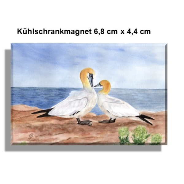 Fridge magnet  Watercolor Maritime Art Print North Seal Island Helgoland Gannet Gannets Rock Cliff Tall Anna