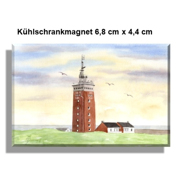 Kühlschrankmagnet Aquarell Maritim Kunst Druck Kunstdruck Nordsee Insel Helgoland Robbe Seehund Leuchtturm Strand Düne