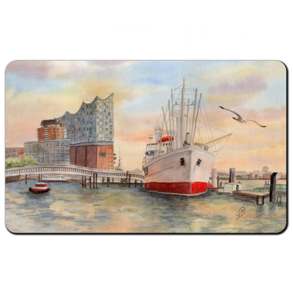 Frühstücksbrettchen Brettchen - Hamburg Elbphilharmonie & Cap San Diego - HH15