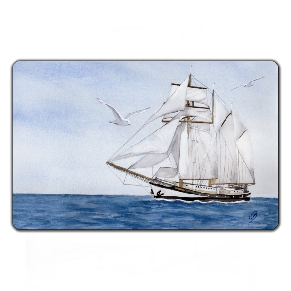 Frühstücksbrettchen Brettchen Aquarell Maritim Kunst Druck Kunstdruck  Schiff Segelschiff Schulschiff
