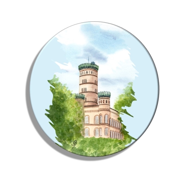 Fridge magnet with bottle opener Watercolor Maritime Art Print Baltic Sea Island Granitz hunting lodge on Rügen