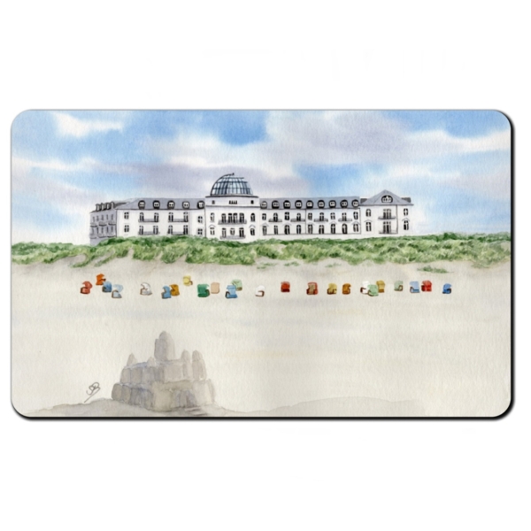 Frühstücksbrettchen Brettchen Aquarell Kunst Druck Kunstdruck Strandkorb Sonnenuntergang Nordsee Insel  Juist - Strandkorbe am Strand - Juist 8