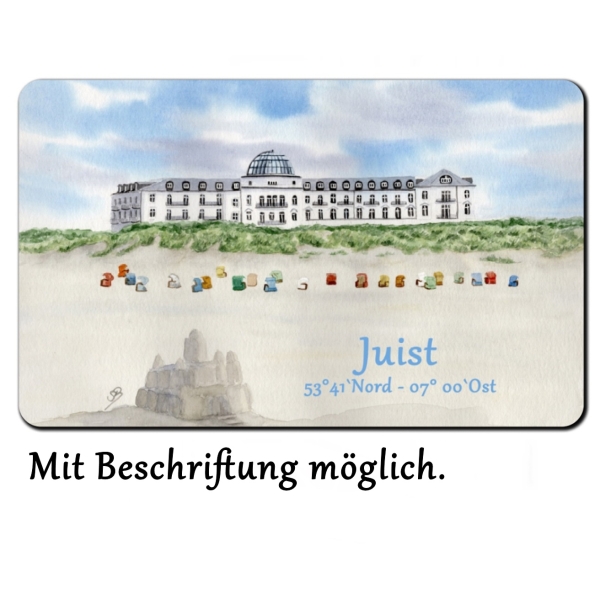 Frühstücksbrettchen Brettchen Aquarell Kunst Druck Kunstdruck Strandkorb Sonnenuntergang Nordsee Insel Juist - Strand hotel Kurhaus Juist weiter Strand - Juist 14