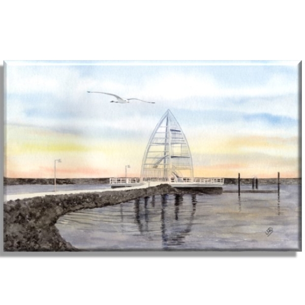 Leinwand 30 x 20 cm Keilrahmen Canvas-Leinen Aquarell Maritim Kunst Druck Kunstdruck Nordsee Juist Seezeichen Hafen Zitronenpresse  - Juist 4