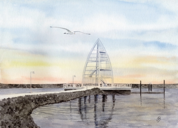 Folienmagnet Aquarell Maritim Kunst Druck Kunstdruck Nordsee Juist Seezeichen Hafen Zitronenpresse Insel