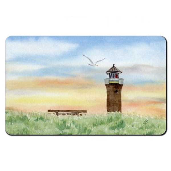 Frühstücksbrettchen Brettchen Aquarell Maritim Kunst Druck Kunstdruck Nordsee Juist Leuchtturm Insel