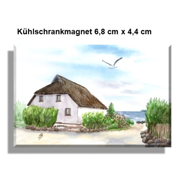 Kühlschrankmagnet  Aquarell Maritim Kunst Druck Kunstdruck Ostsee Kap Arkona 3 Fischerdorf Vitt