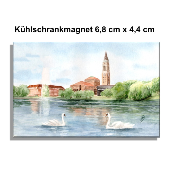 Fridge magnet  Watercolor Maritime Art Print Baltic Sea I- Kiel City Hall - Kiel2