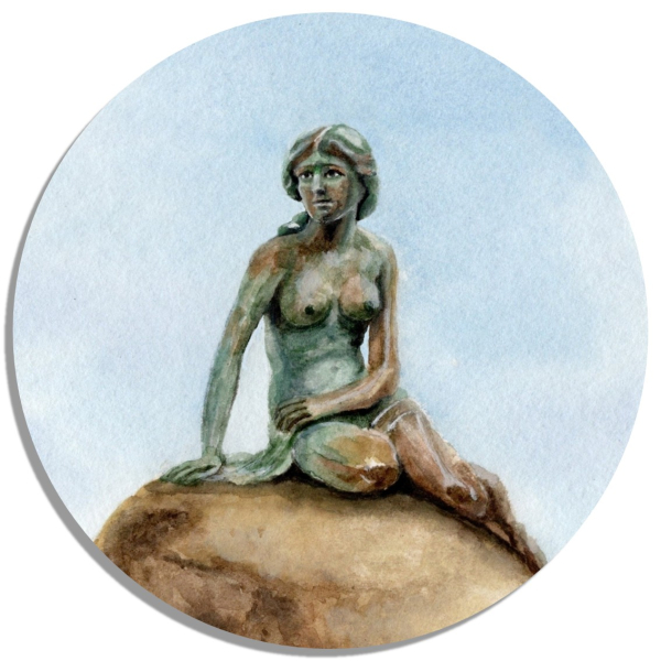 Untersetzer Glasuntersetzer rund 9,5 cm Kopenhagen - Statue "Kleine Meerjungfrau" - Kop1