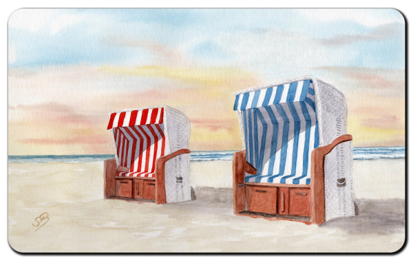 Frühstücksbrettchen Brettchen Strandkörbe am Meer - Kuehl2B