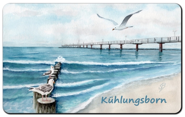 Frühstücksbrettchen Brettchen Kühlungsborn Strand Seebrücke - Kuehl3