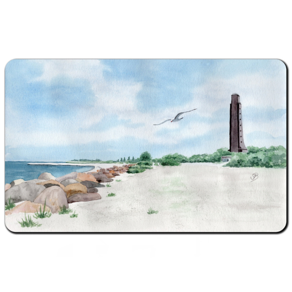 Frühstücksbrettchen Brettchen  Aquarell Maritim Kunst Druck Kunstdruck Ostsee Laboe Strand Marine-Ehrenmal LB2