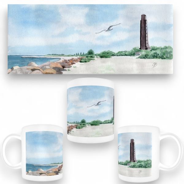 Cup Coffee Cup Mug Watercolor Maritime Art Print Baltic Sea Laboe Beach Naval Memorial LB2