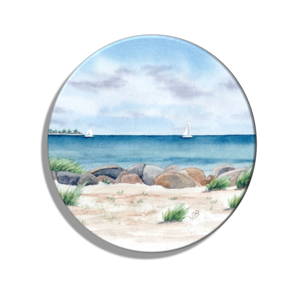 Kühlschrankmagnet m. Flaschenöffner  Aquarell Maritim Kunst Druck Kunstdruck Ostsee Laboe Strand  - LB3