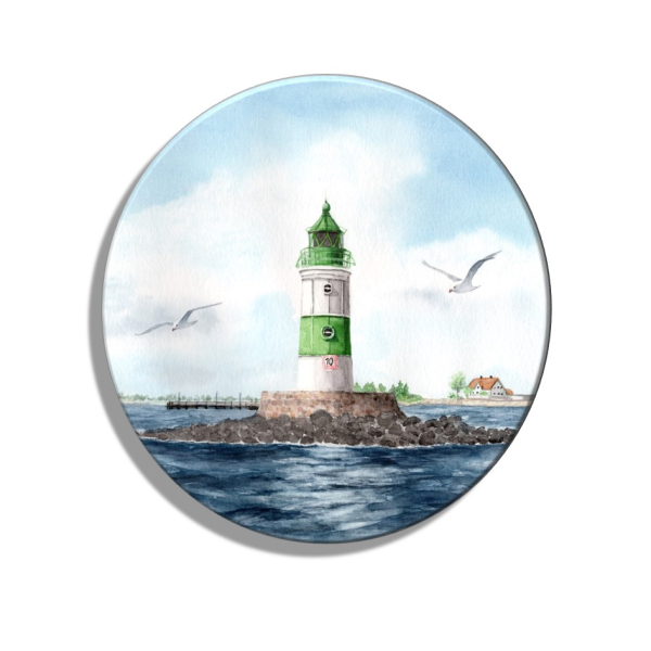 Fridge magnet with bottle opener Watercolor Maritime Art Print Baltic Sea Schlei lighthouse Maasholm Kappeln
