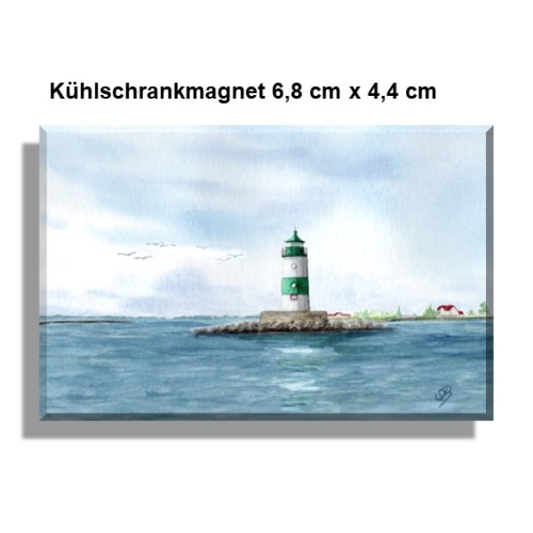Kühlschrankmagnet  Aquarell Maritim Kunst Druck Kunstdruck Ostsee Leuchtturm Maasholm Schleimünde Schlei Kappeln
